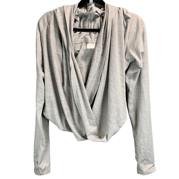 Zyia Active Haze Grey Wrap Twist Front Pullover Yoga Shawl - Picture 2 of 6